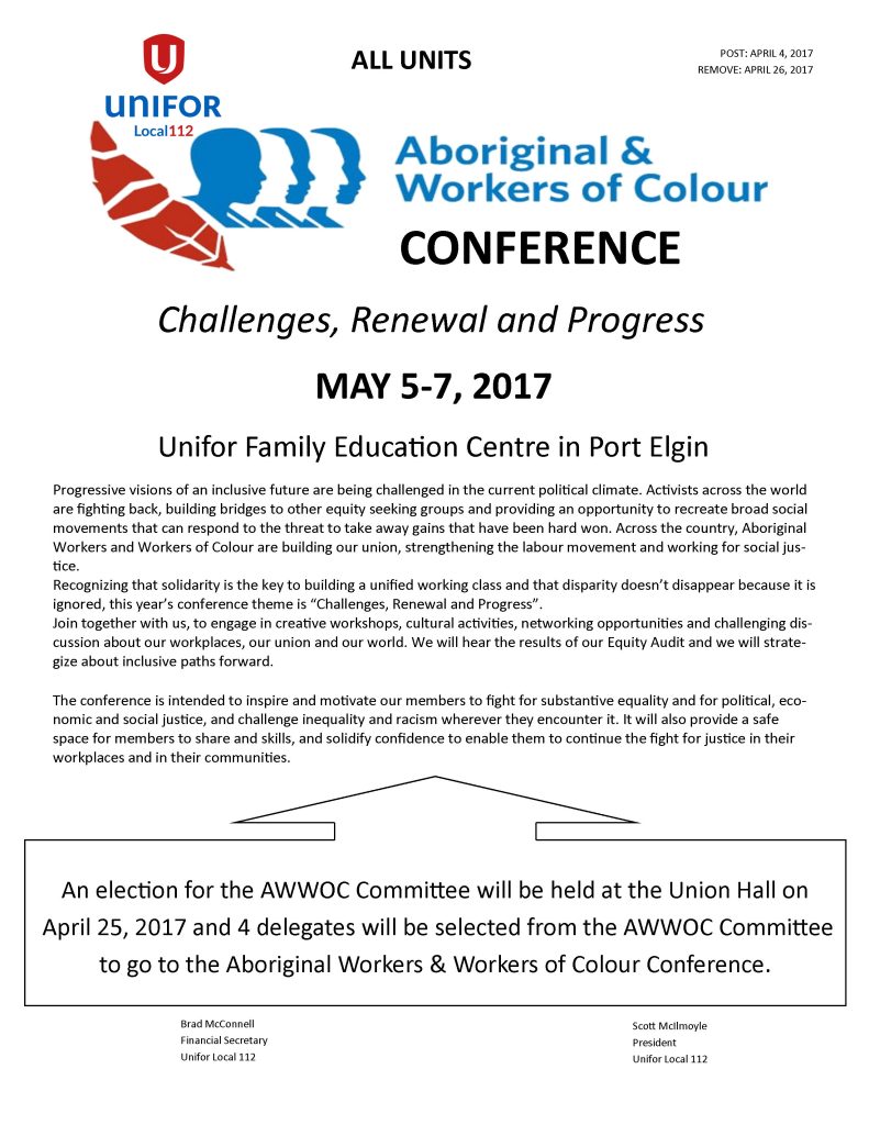 2017 ABORIGINAL WORKERS & WORKERS OF COLOUR CONFERENCE