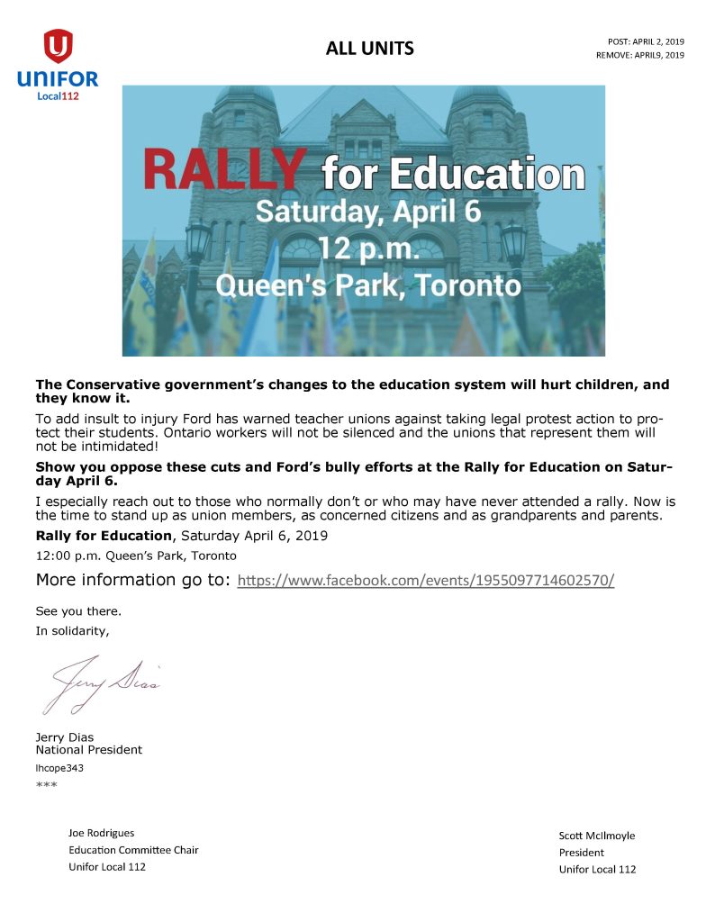 RALLY FOR EDUCATION APRIL 6, 2019