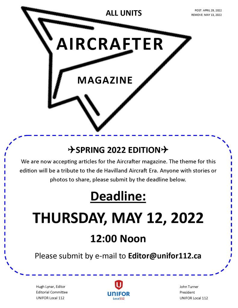 AIRCRAFTER NOTICE APRIL 29, 2022 SPRING 2022 EDITION