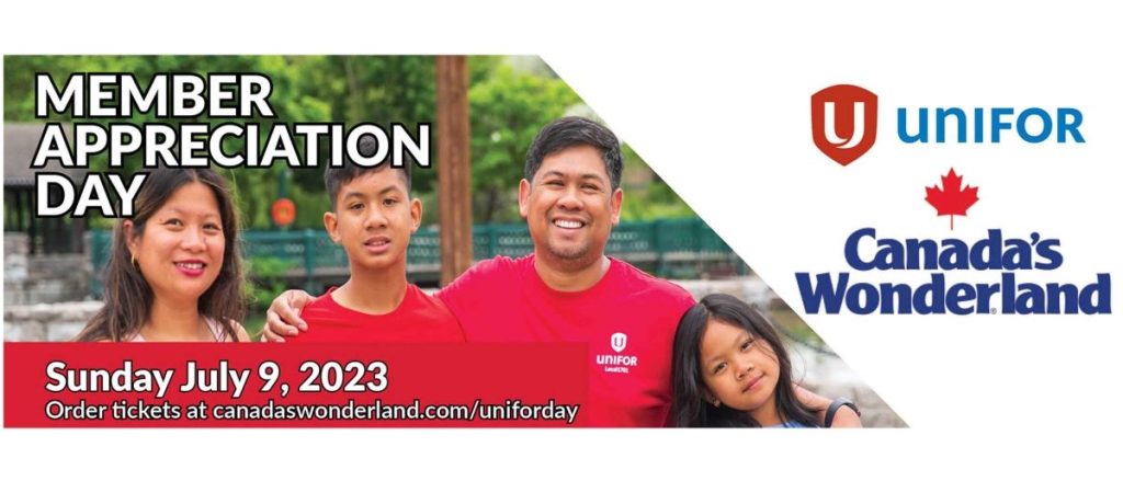 Unifor Day Canadas Wonderland 2023 web banner 0