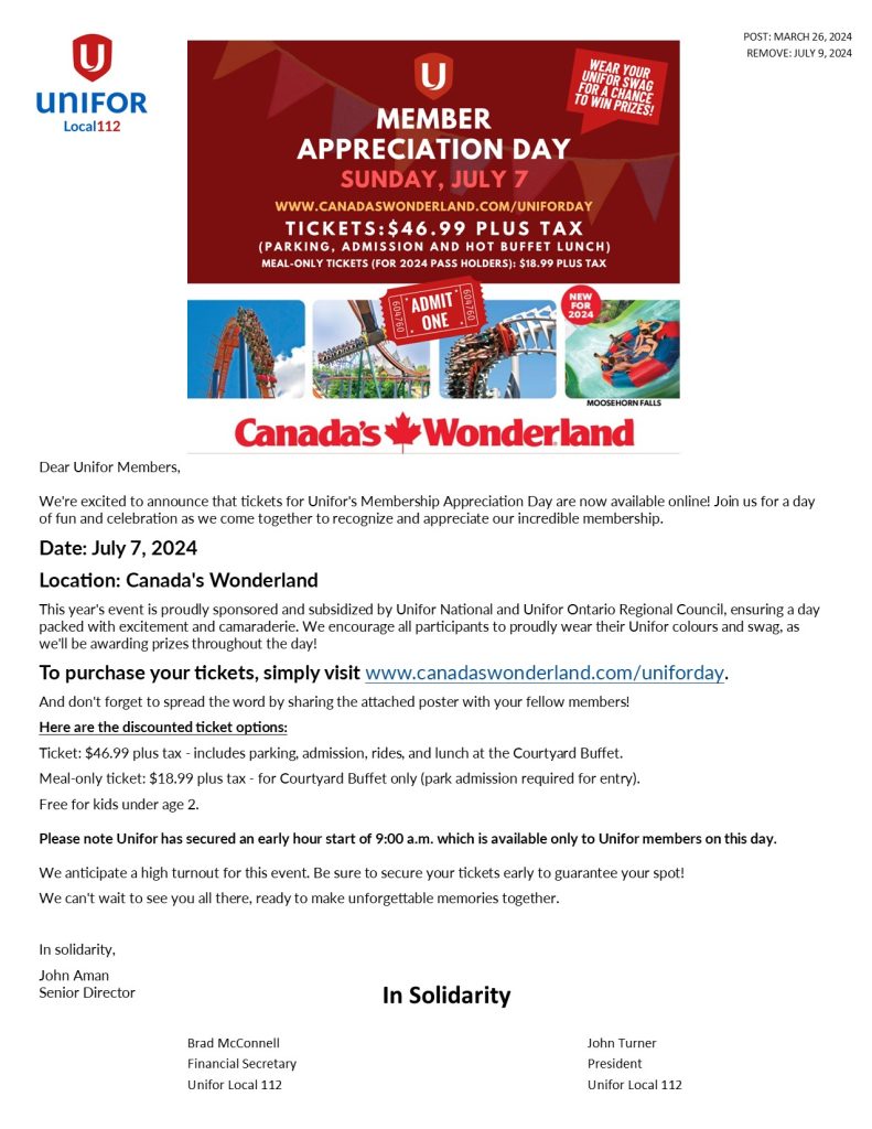 2024 UNIFOR MEMBER APPRECIATION DAY