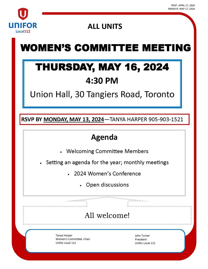 Women's Committee Meeting May 16, 2024