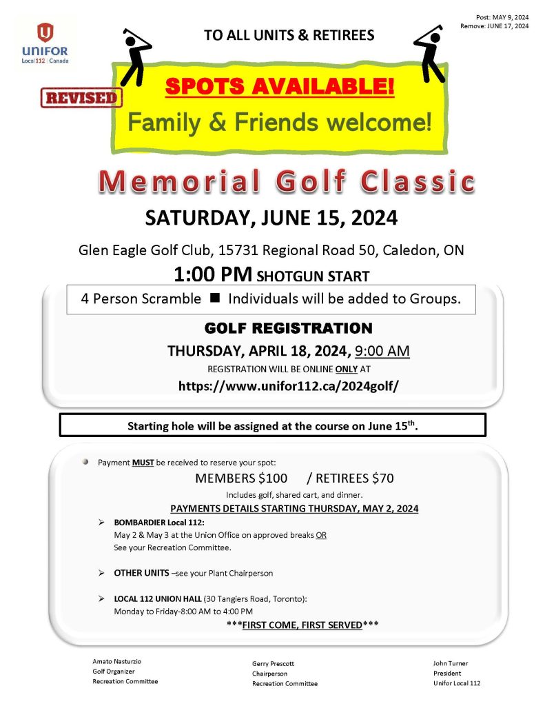 REVISED Memorial Golf Classic 2024 MAY 9, 2024