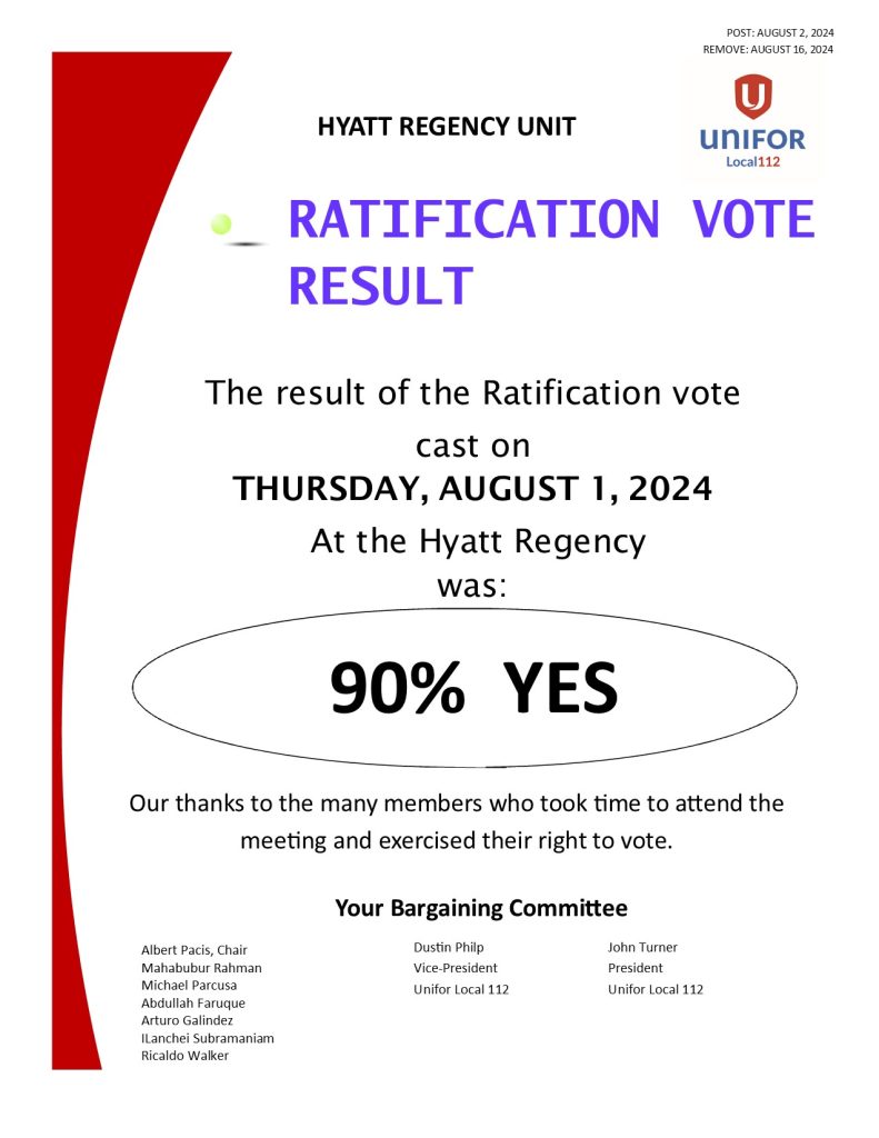 HR RATIFICATION VOTE RESULT AUG. 2, 2024