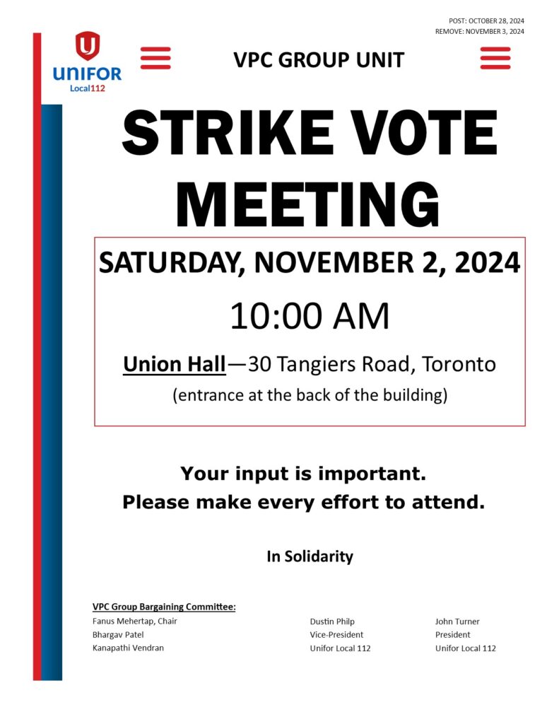 VPC GROUP STRIKE VOTE MEETING OCT. 28, 2024