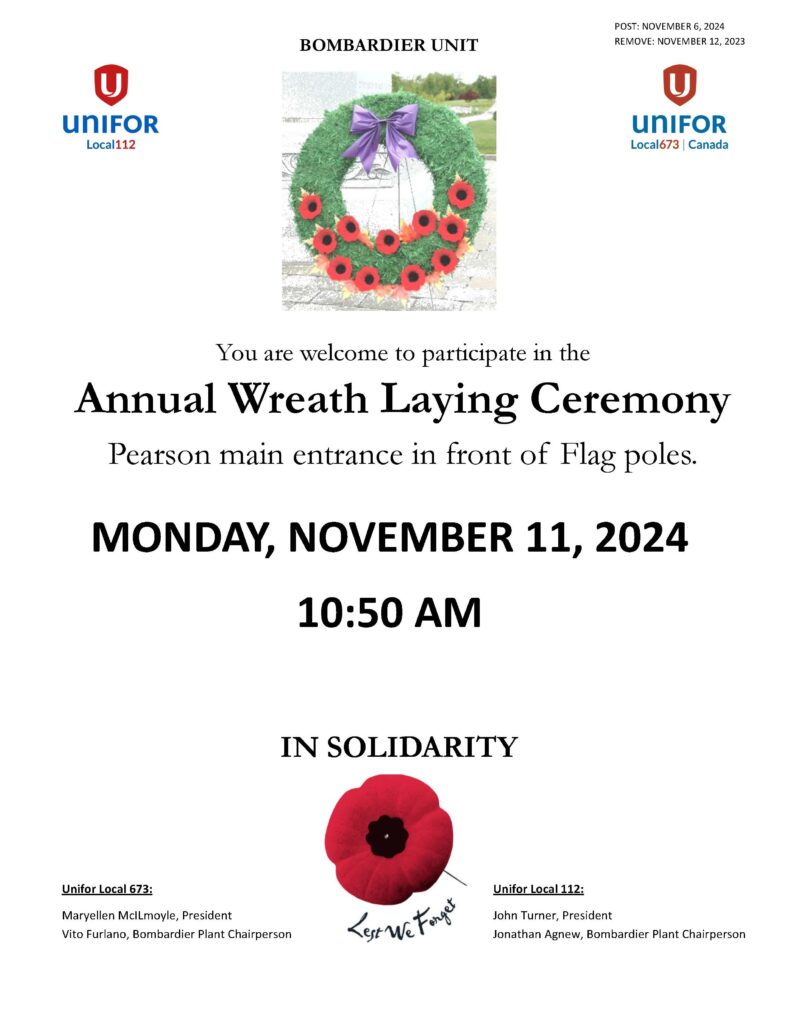 Wreath Laying Ceremony Notice NOVEMBER 6, 2024