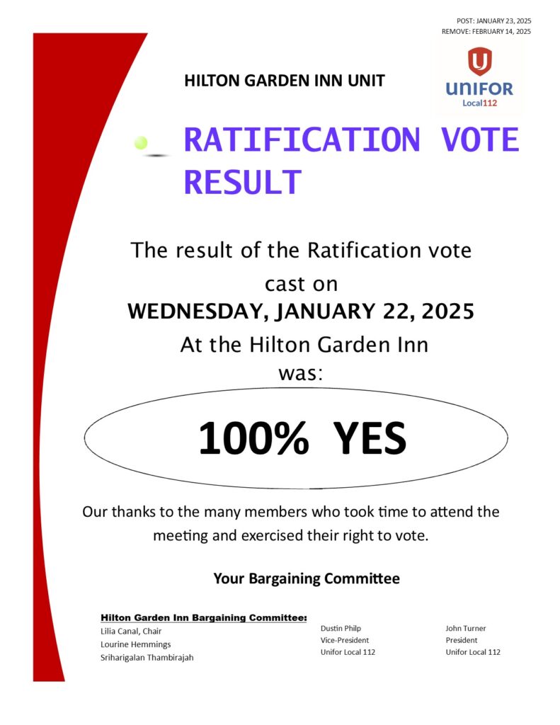 HGI RATIFICATION VOTE RESULT JANUARY 23, 2025