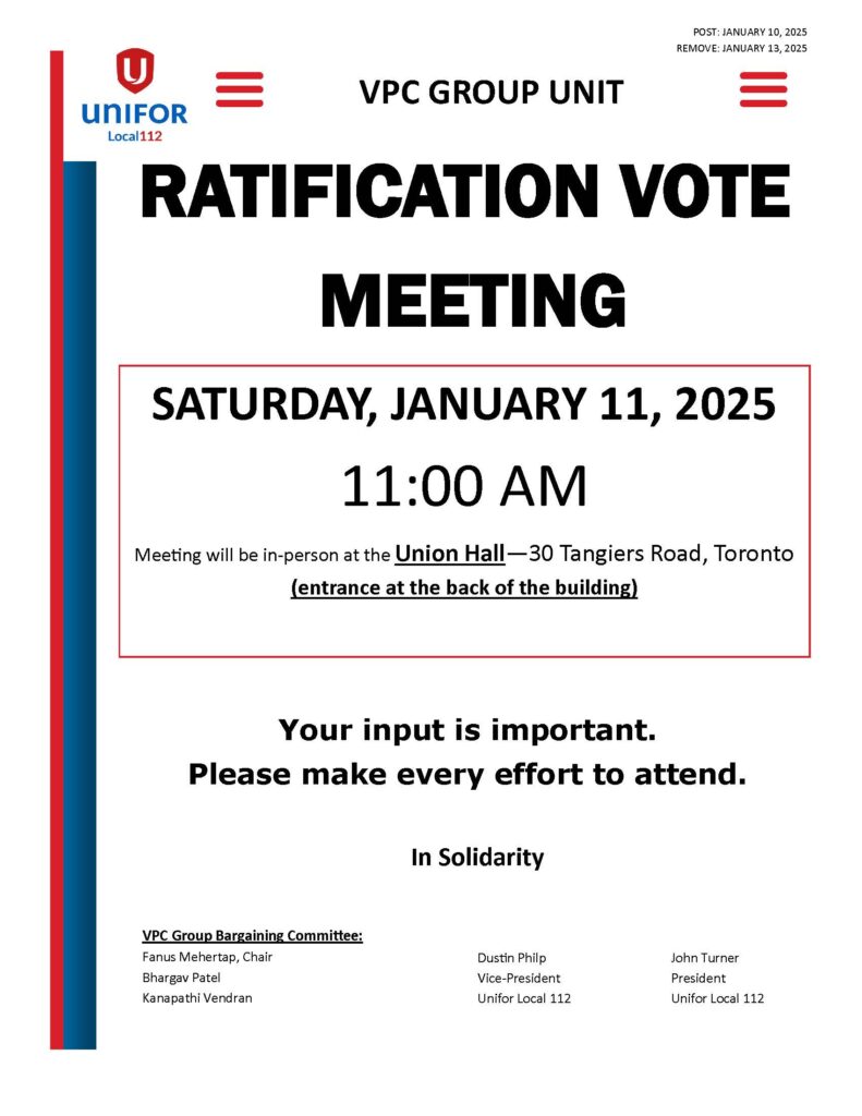 VPC GROUP RATIFICATION VOTE MEETING JANUARY 10, 2025